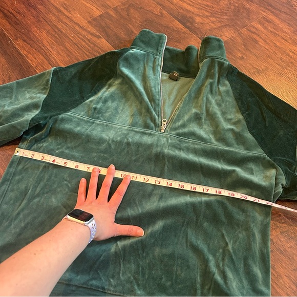 [Wild Fable] Forest Green Velvet Quarter Zip Pullover - Picture 3 of 6